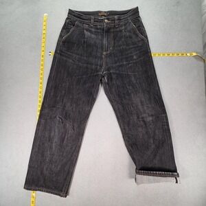 Beslow Jeans Mens Selvedge Black Charcoal Wash Relaxed Whiskers Fits 30x26